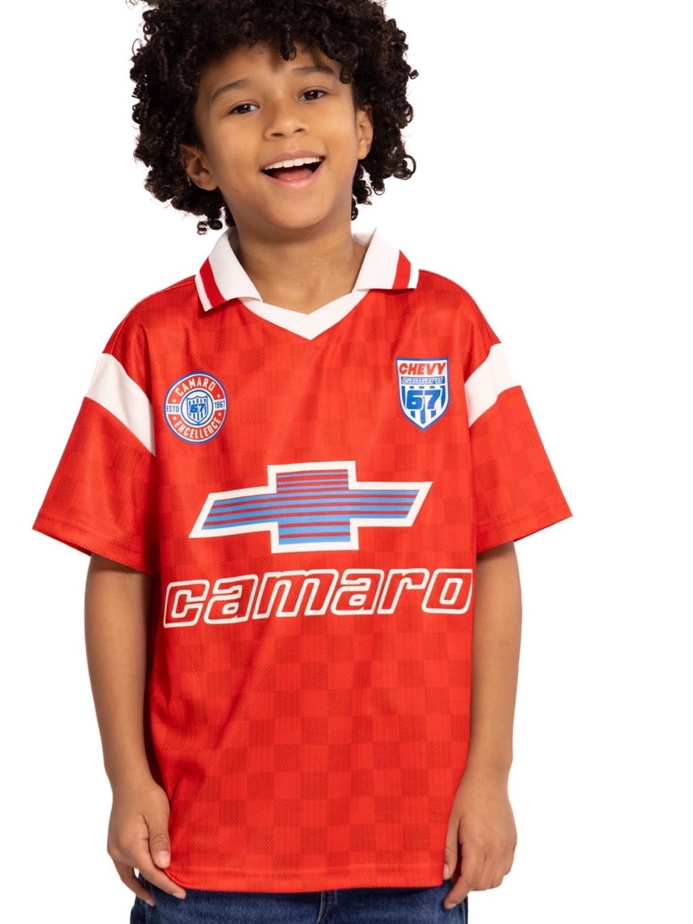 Chevrolet Camaro Boys XS 4/5 Red Collared Graphic Jersey NWT